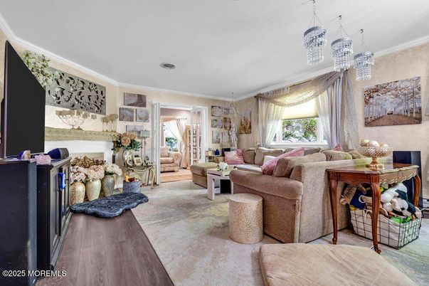 Interior, Living room, Pendant Lights, Wood Texture Flooring