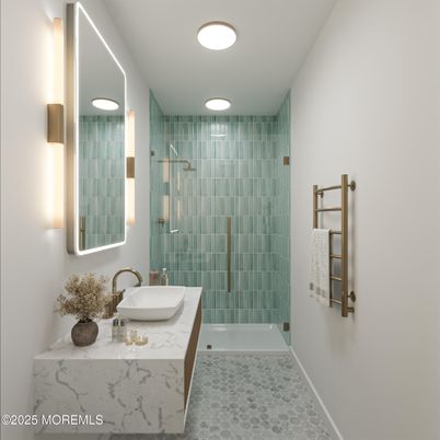 Bathroom, Glass Shower, Interior, Recessed Lighting