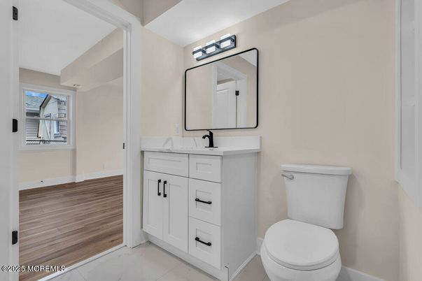 Bathroom, Dual Sink Vanities, Interior, Marble, Wood Texture Flooring