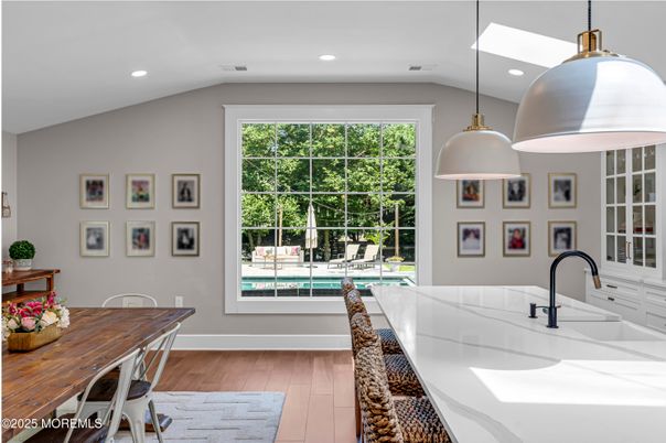 Interior, Kitchen, Pendant Lights, Recessed Lighting, Wood Texture Flooring