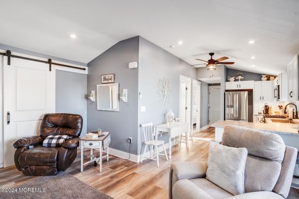 Interior, Kitchen, Recessed Lighting, Wood Texture Flooring