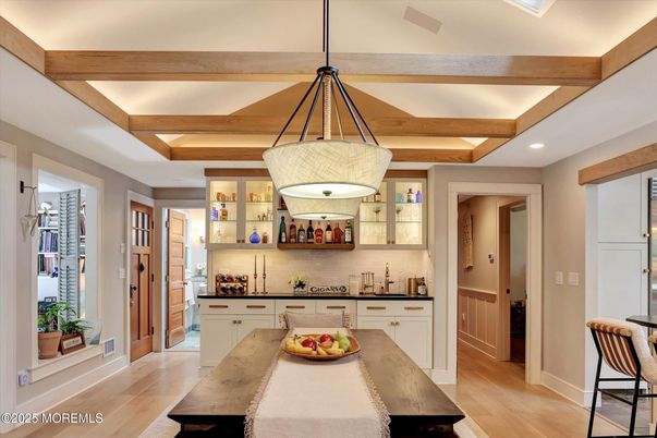 Interior, Pendant Lights, Recessed Lighting, Wooden Beams, Wood Texture Flooring