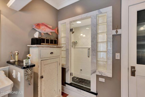Bathroom, Glass Shower, Interior, Recessed Lighting