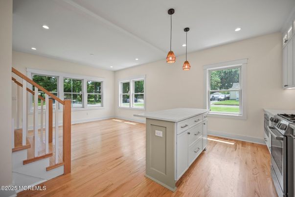 Interior, Kitchen, Pendant Lights, Recessed Lighting, Wood Texture Flooring