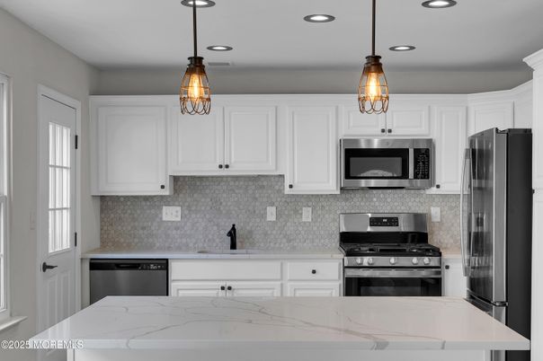 Interior, Kitchen, Pendant Lights, Recessed Lighting, Stainless Steel Appliances