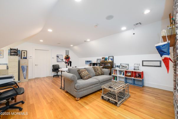 Home Office, Interior, Living room, Recessed Lighting, Wood Texture Flooring