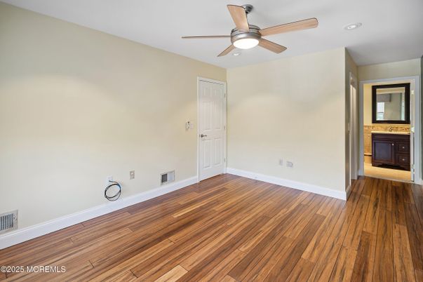 Empty room, Fireplace, Interior, Recessed Lighting, Wood Texture Flooring