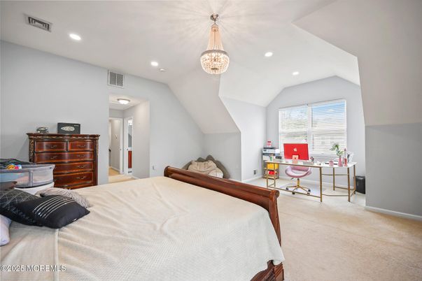 Bedroom, Chandelier, Home Office, Interior, Recessed Lighting