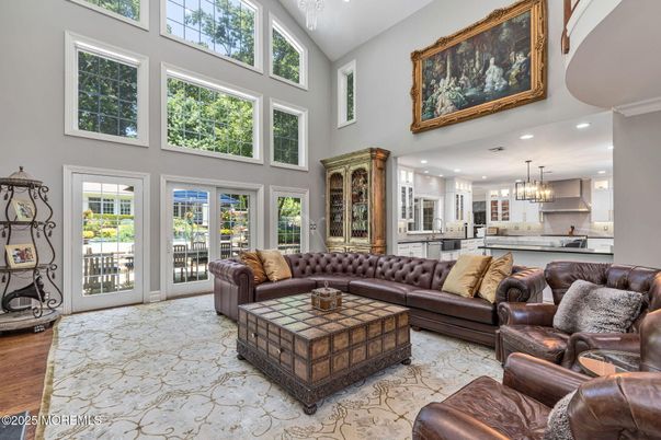 Chandelier, Interior, Kitchen, Living room, Recessed Lighting, Wood Texture Flooring