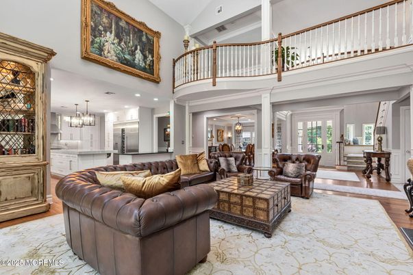 Chandelier, Interior, Living room, Recessed Lighting, Wood Texture Flooring