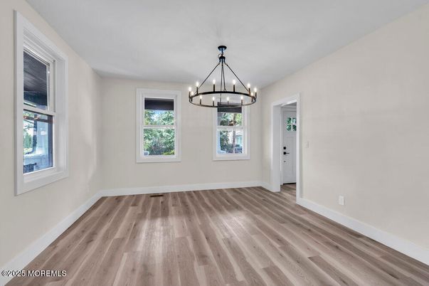 Chandelier, Empty room, Interior, Wood Texture Flooring