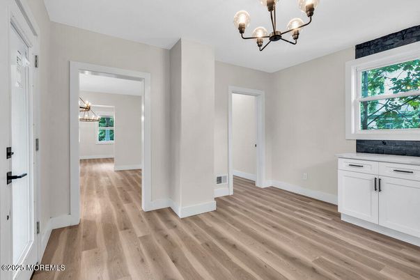 Chandelier, Empty room, Interior, Wood Texture Flooring