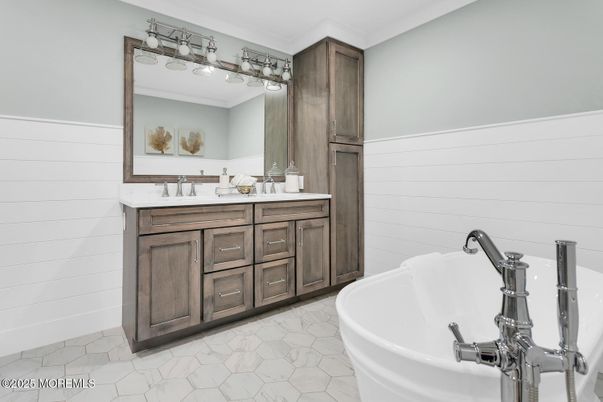 Bathroom, Dual Sink Vanities, Free Standing Baths, Interior, Marble