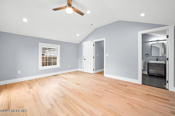 Bathroom, Empty room, Interior, Recessed Lighting, Wood Texture Flooring