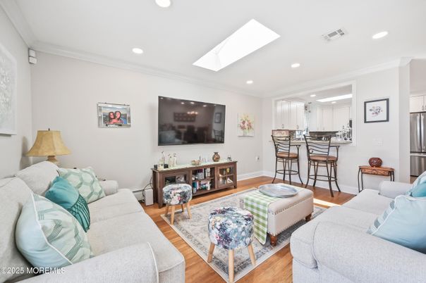 Interior, Kitchen, Living room, Recessed Lighting, Stainless Steel Appliances, Wood Texture Flooring