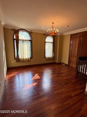 Chandelier, Empty room, Interior, Wood Texture Flooring