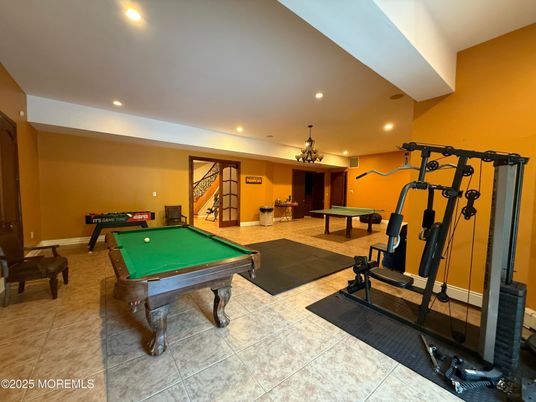 Billiard Table, Fitness Equipment, Game Room, Interior, Recessed Lighting