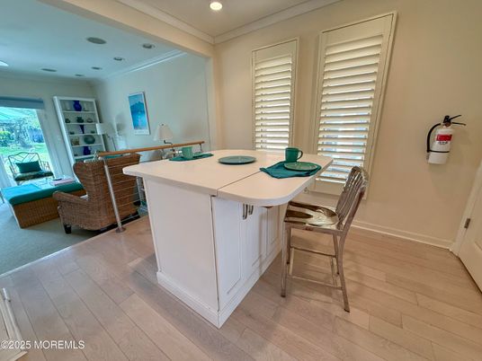 Dining room, Interior, Recessed Lighting, Wood Texture Flooring