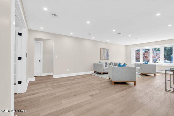 Interior, Living room, Recessed Lighting, Wood Texture Flooring