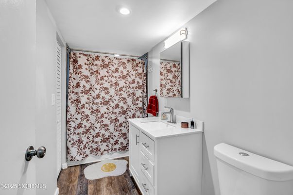Bathroom, Interior, Recessed Lighting, Wood Texture Flooring