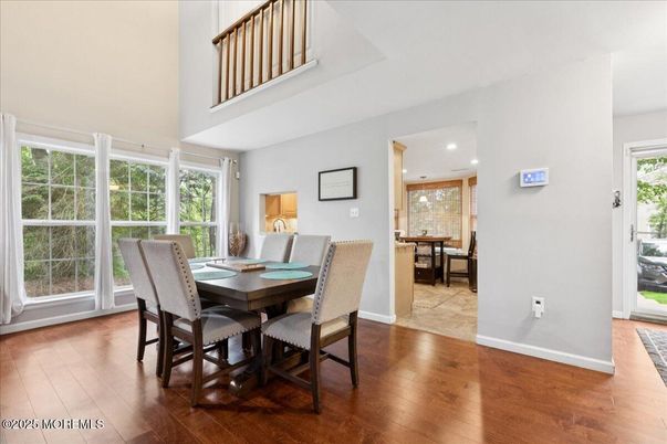 Dining room, Interior, Recessed Lighting, Wood Texture Flooring