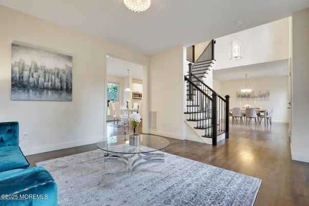 Chandelier, Dining room, Interior, Pendant Lights, Wood Texture Flooring