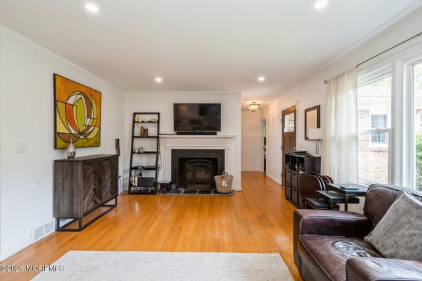 Fireplace, Interior, Recessed Lighting, Wood Texture Flooring