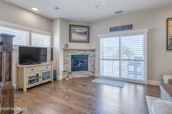 Fireplace, Interior, Recessed Lighting, Wood Texture Flooring