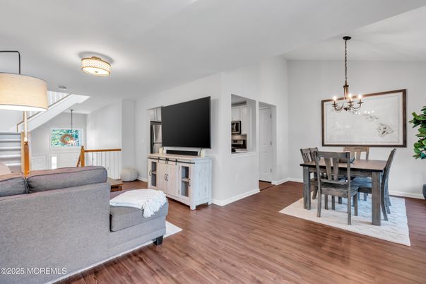Chandelier, Dining room, Interior, Pendant Lights, Wood Texture Flooring