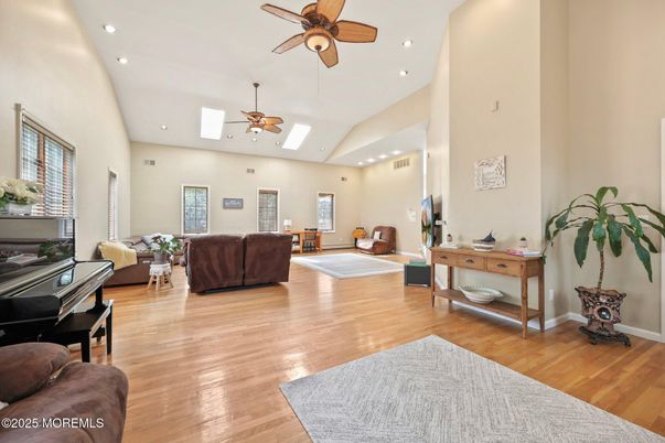Interior, Living room, Piano, Recessed Lighting, Wood Texture Flooring