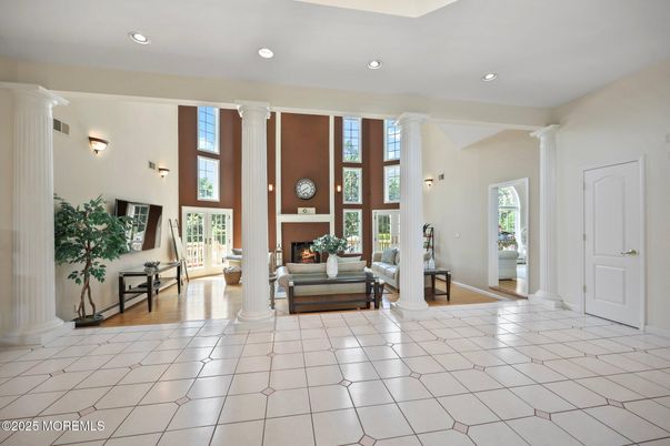 Fireplace, Interior, Recessed Lighting, Wood Texture Flooring