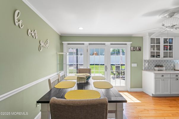 Dining room, Interior, Recessed Lighting, Water, Wood Texture Flooring