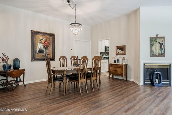 Chandelier, Dining room, Interior, Wood Texture Flooring