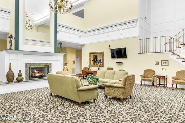 Chandelier, Fireplace, Interior, Living room, Recessed Lighting
