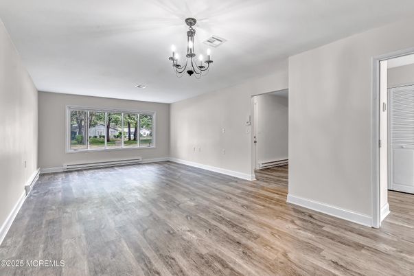Chandelier, Empty room, Interior, Wood Texture Flooring