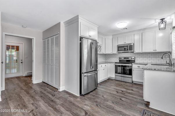 Interior, Kitchen, Stainless Steel Appliances, Wood Texture Flooring