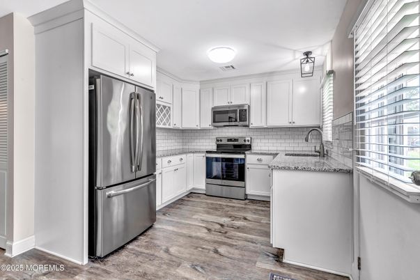 Interior, Kitchen, Stainless Steel Appliances, Wood Texture Flooring
