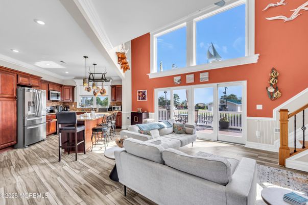 Interior, Kitchen, Living room, Pendant Lights, Recessed Lighting, Stainless Steel Appliances, Wood Texture Flooring