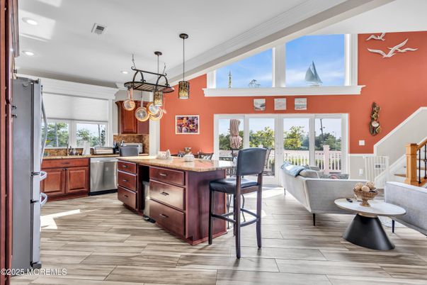 Interior, Kitchen, Living room, Pendant Lights, Recessed Lighting, Wood Texture Flooring