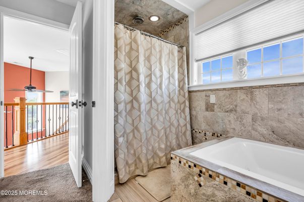 Bathroom, Interior, Recessed Lighting, Wood Texture Flooring