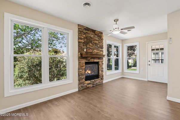 Empty room, Fireplace, Interior, Wood Texture Flooring