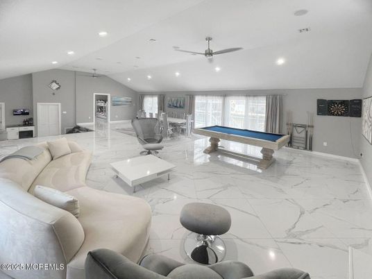 Billiard Table, Game Room, Interior, Living room, Marble, Recessed Lighting