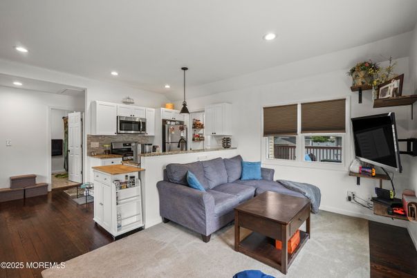 Interior, Kitchen, Living room, Pendant Lights, Recessed Lighting, Stainless Steel Appliances, Wood Texture Flooring