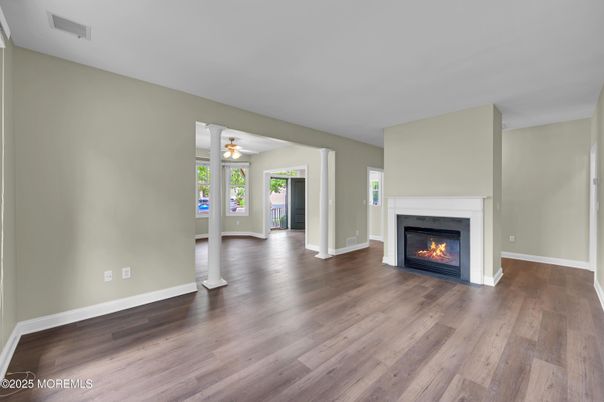 Empty room, Fireplace, Interior, Wood Texture Flooring