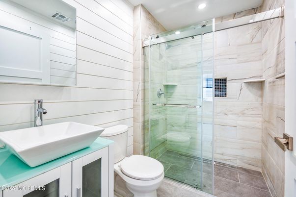 Bathroom, Glass Shower, Interior, Recessed Lighting