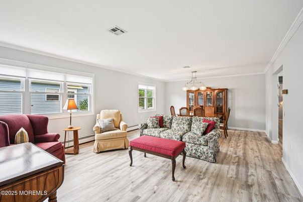 Dining room, Interior, Living room, Pendant Lights, Wood Texture Flooring