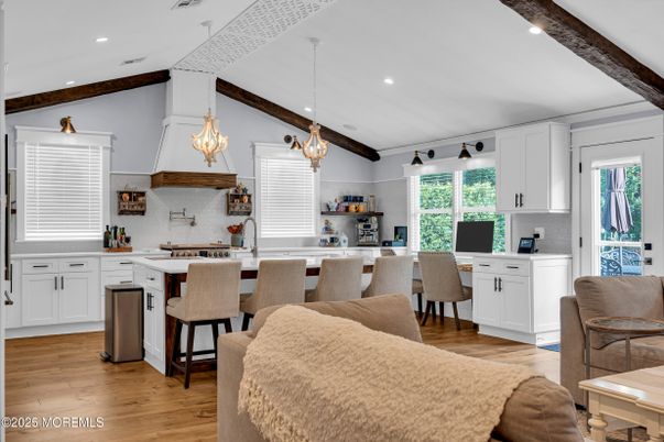 Interior, Kitchen, Pendant Lights, Recessed Lighting, Wood Texture Flooring