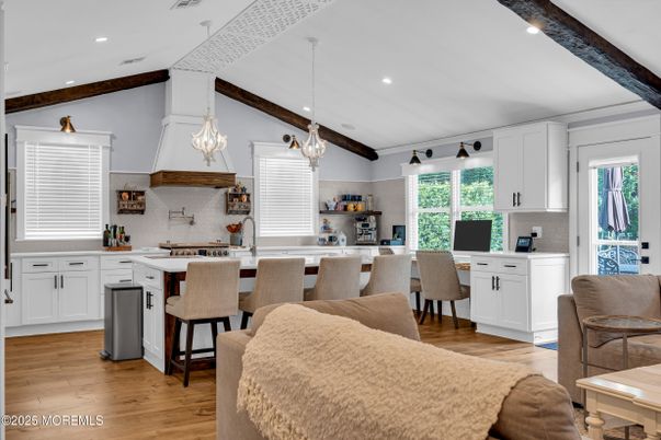 Interior, Kitchen, Pendant Lights, Recessed Lighting, Wood Texture Flooring