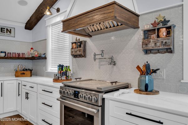 Interior, Kitchen, Stainless Steel Appliances, Wooden Beams, Wood Texture Flooring