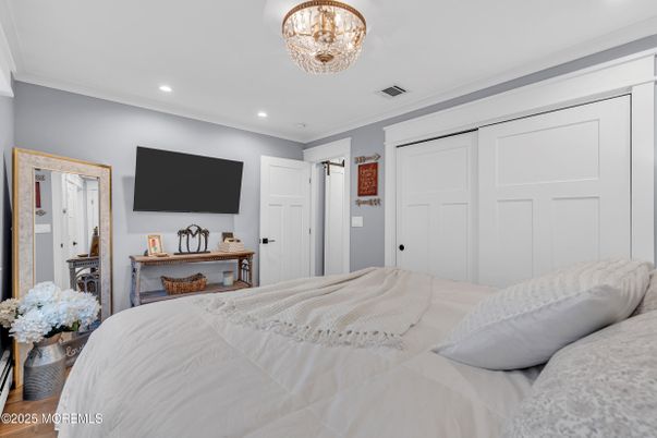 Bedroom, Chandelier, Interior, Recessed Lighting
